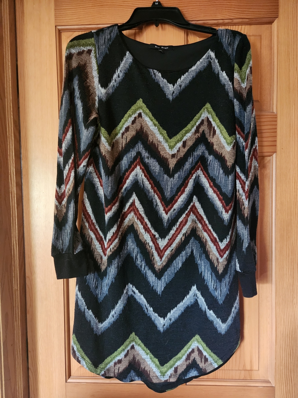 Chevron Pattern Black Multicolor Women's Tunic
